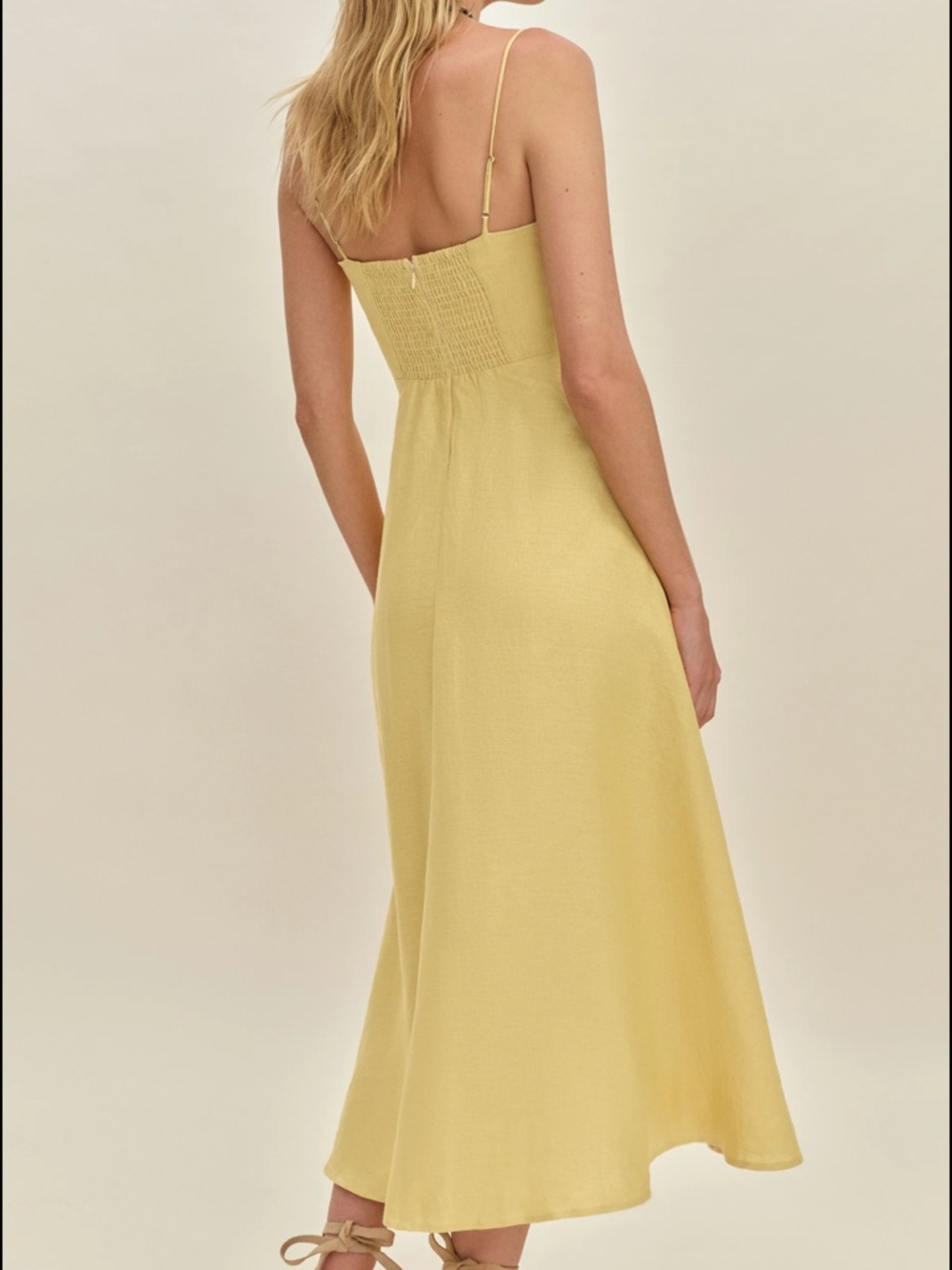 Reformation Monette Linen Dress Yellow - Size 6 - Picture 2 of 7
